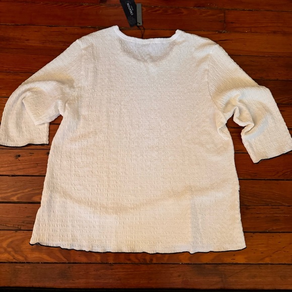 Creation White Black Textured Knit 3/4 Sleeve Top Size 2X NWT - Picture 4 of 11